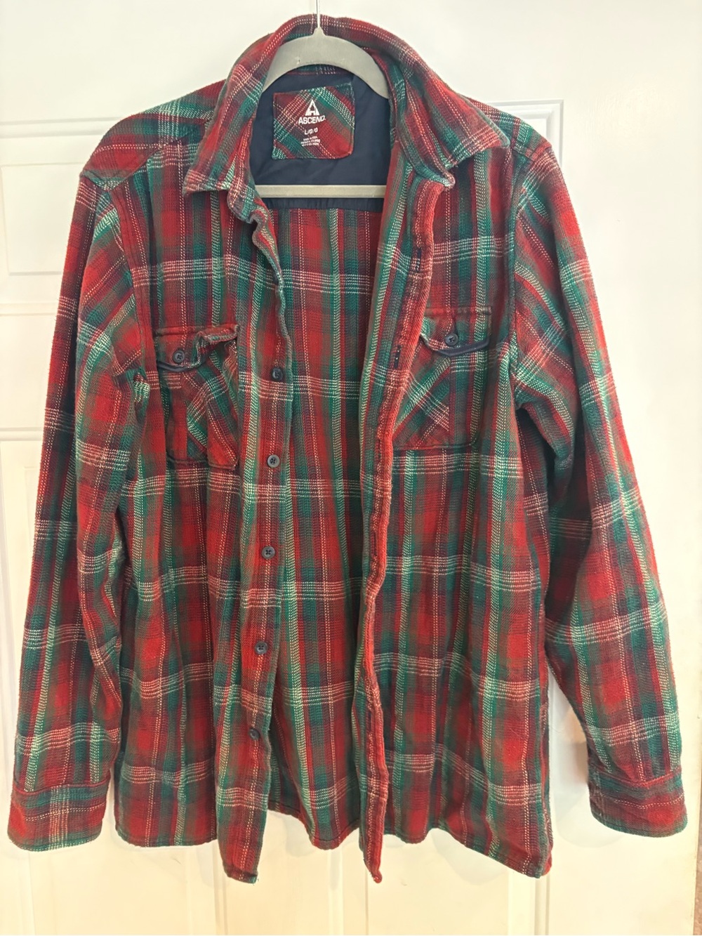 Ascend Red & Green Plaid Flannel Shirt - Men